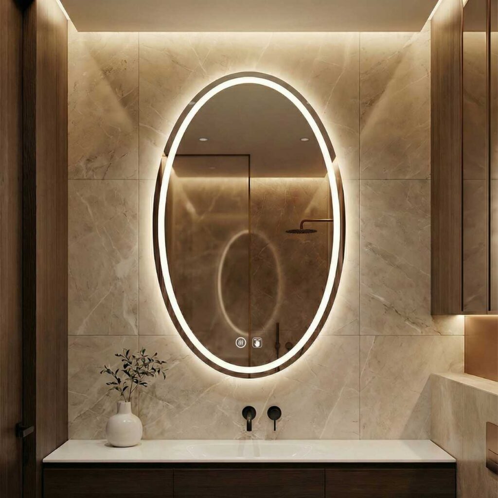 smart mirror oval with border