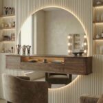 half cut crescent wall mirror led