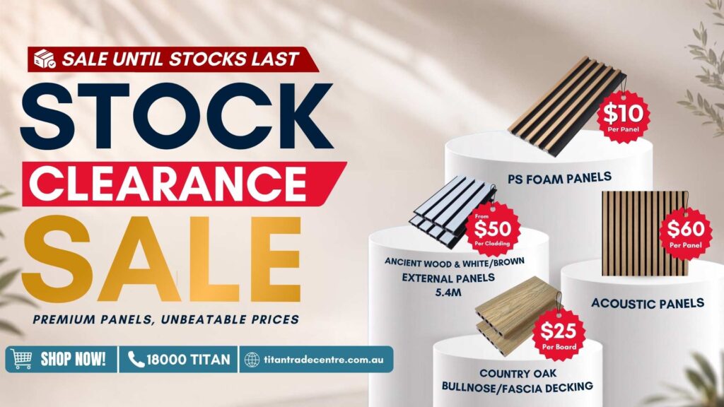 titan trade centre EOFY Stock Clearance Sale website banner
