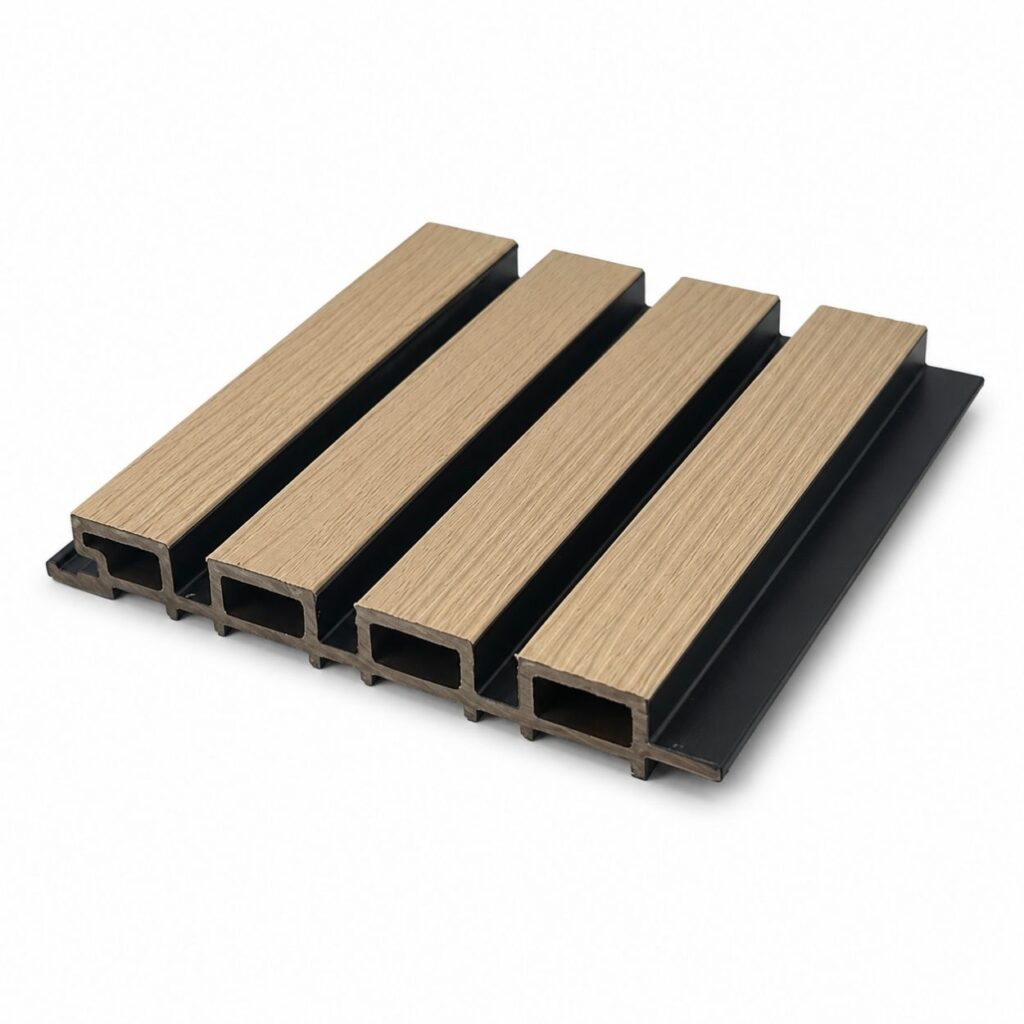 WPC Co-Extrusion Beige with Black Groves External Wall Cladding